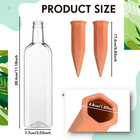 Dandat terracotta self-watering spike supports steady moisture for potted plants.