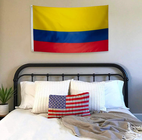 DANF Colombia flag 3x5ft back view showing double-sided visibility for both sides.
