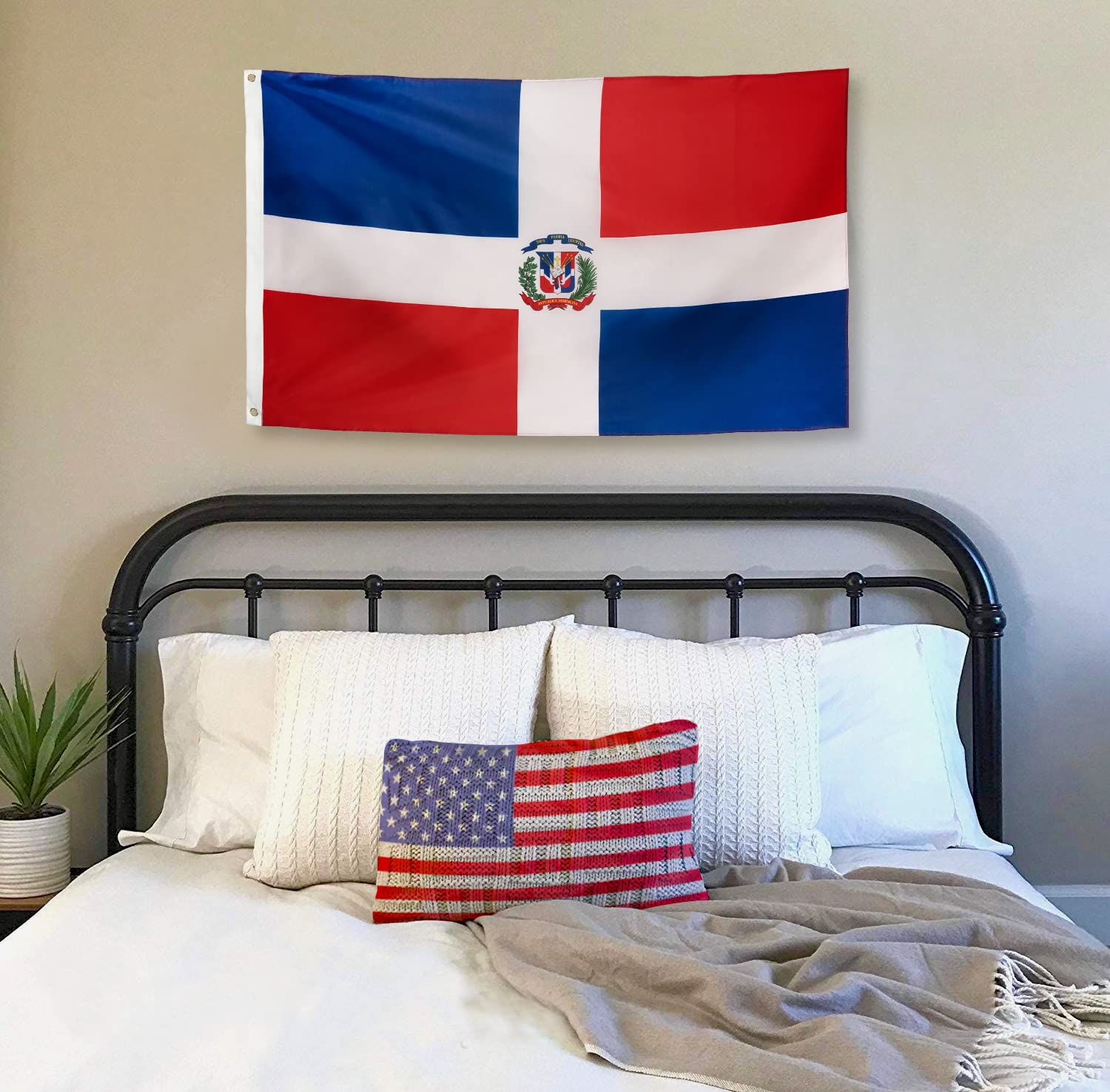 DANF Dominican Flag with brass grommets for easy pole mounting