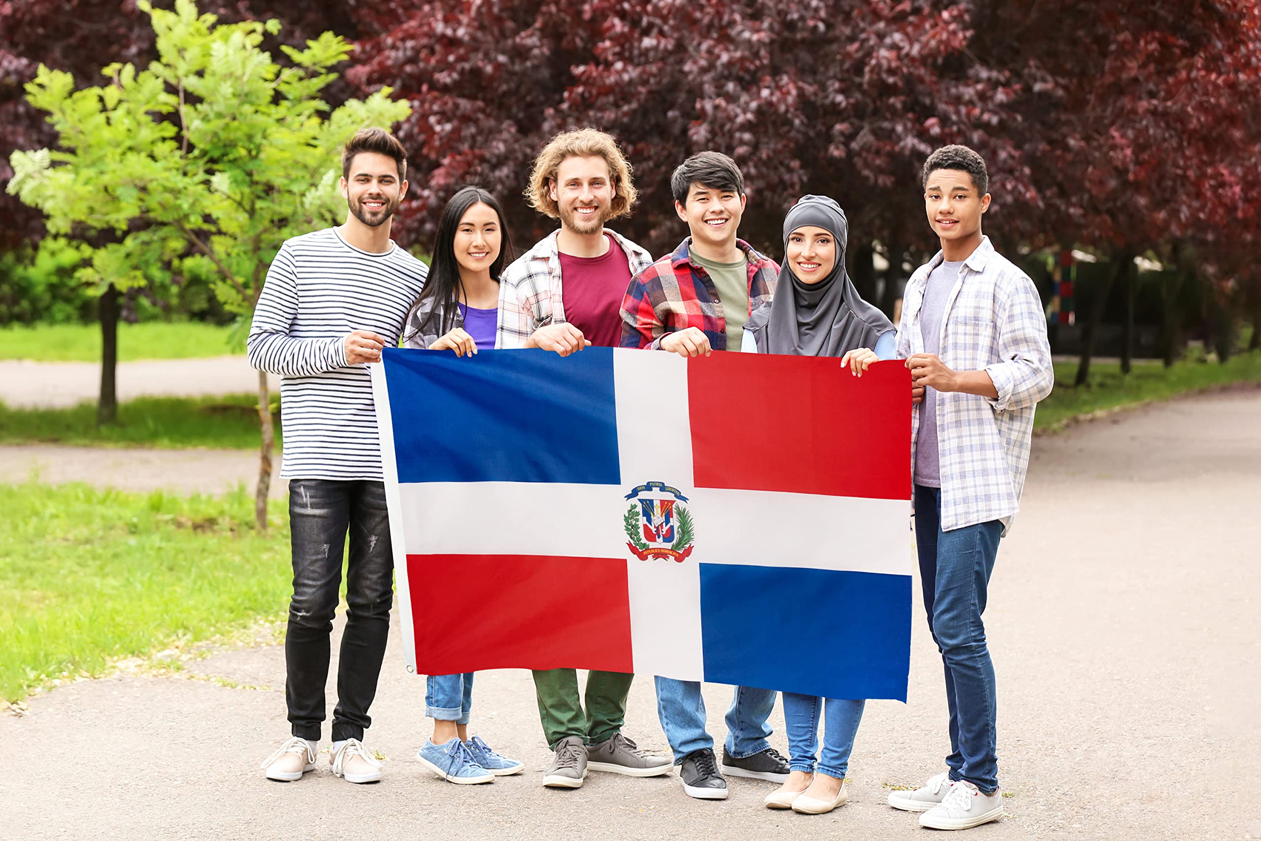 DANF Dominican Flag on a flagpole for convenient display in light wind