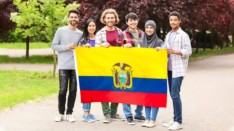 DANF FLAG Ecuador flag on wall, vivid colors.