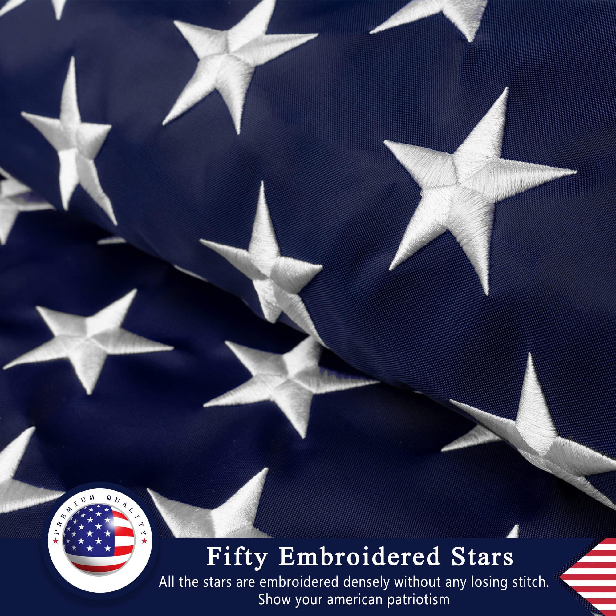 DANF FLAG double-stitched stripes offer enhanced longevity during national holidays.