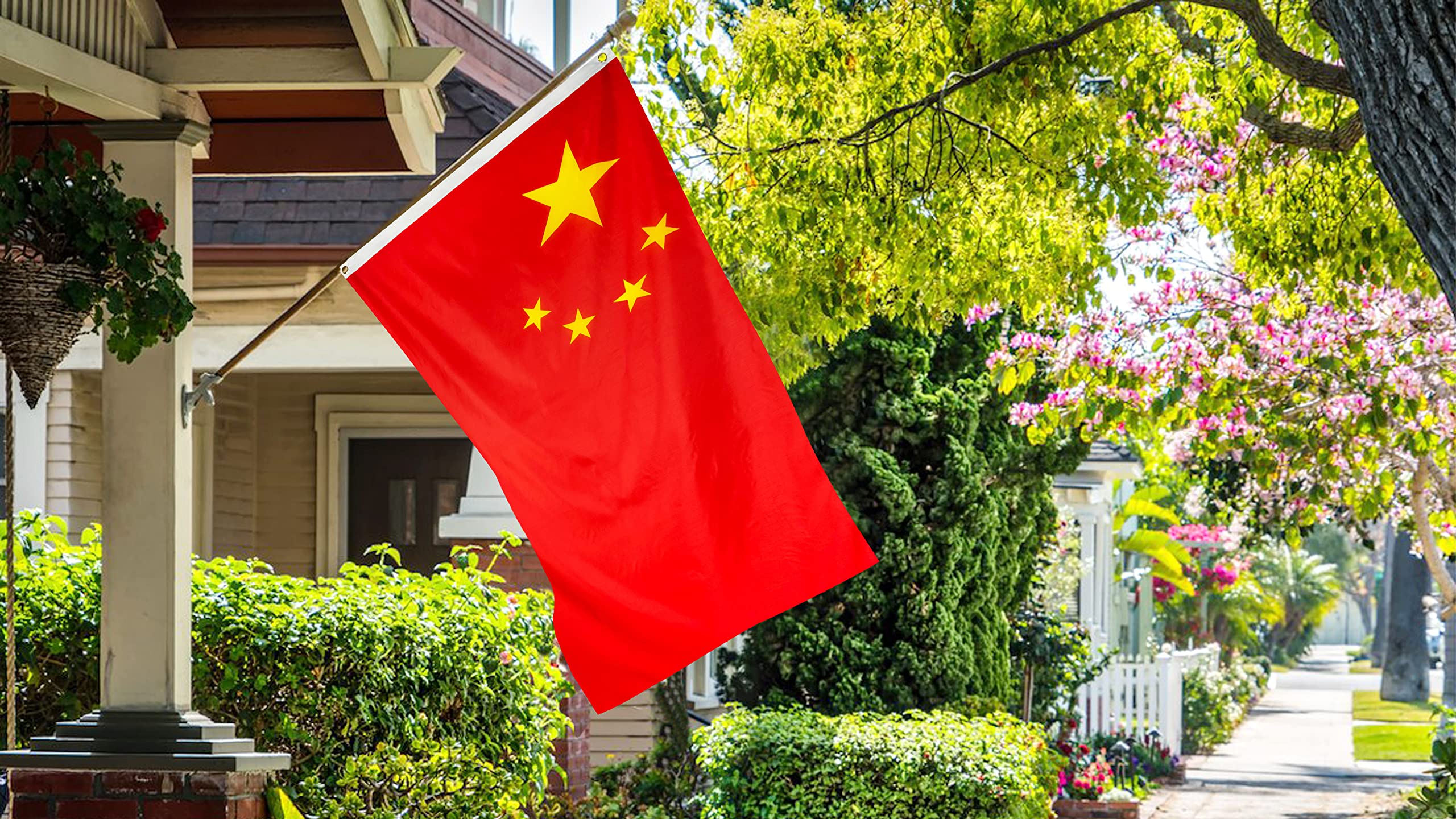 DANF FLAG China 3x5ft brass grommets ensure sturdy mounting.