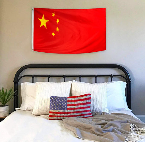 DANF FLAG China 3x5ft canvas header for durable attachment.