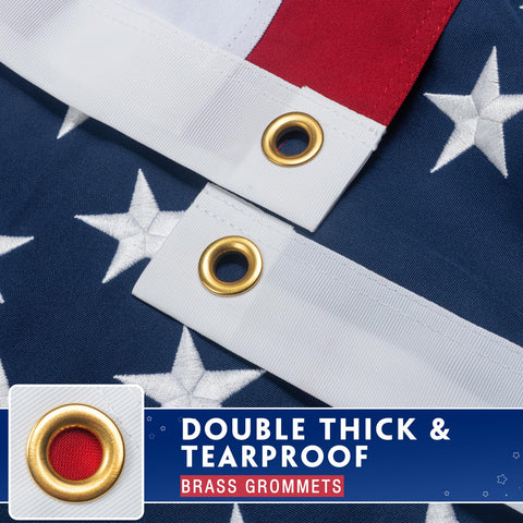 DANF FLAG embroidered stars closeup showing durable stitching and patriotic detail