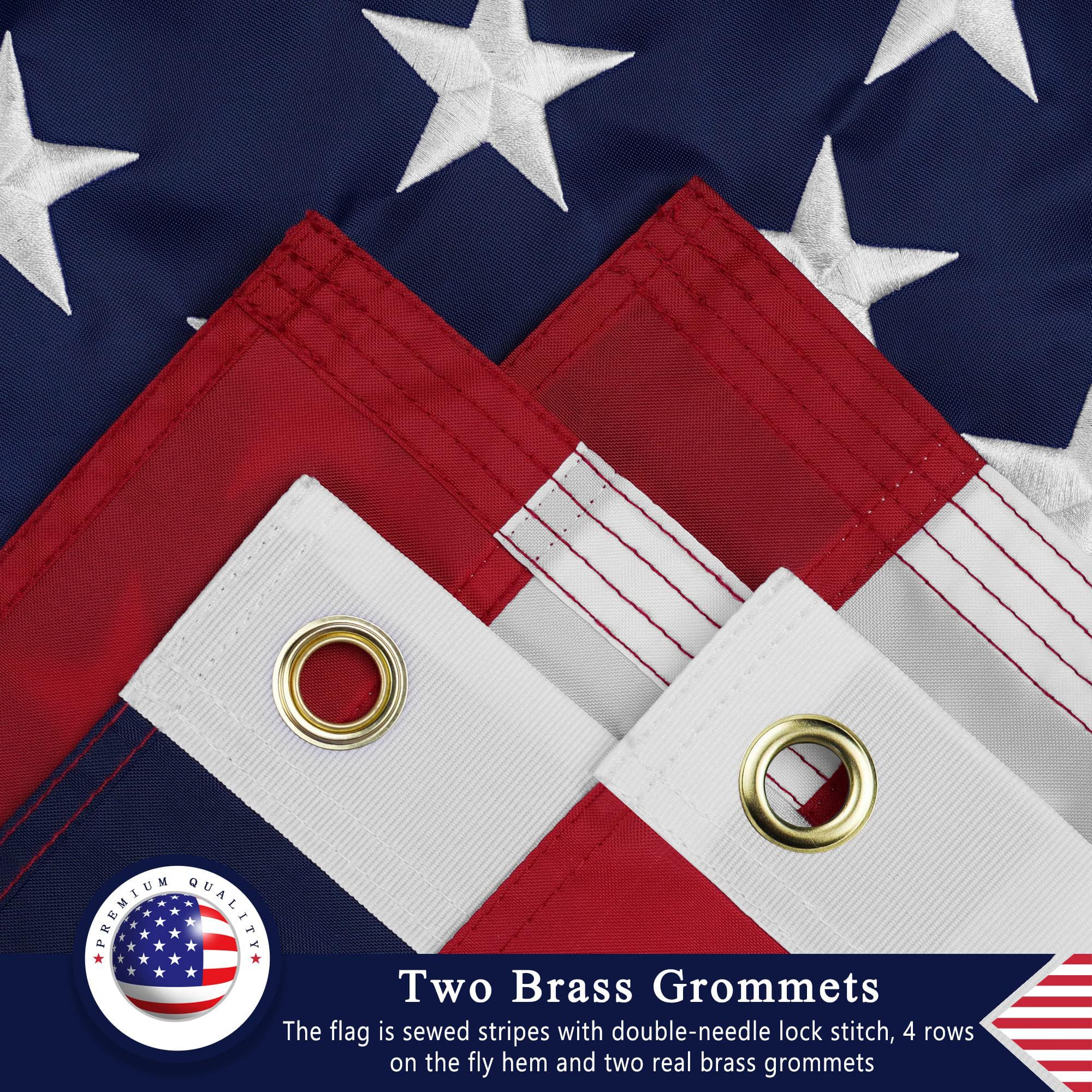 DANF FLAG embroidered-stars flag close-up showing precise stitching