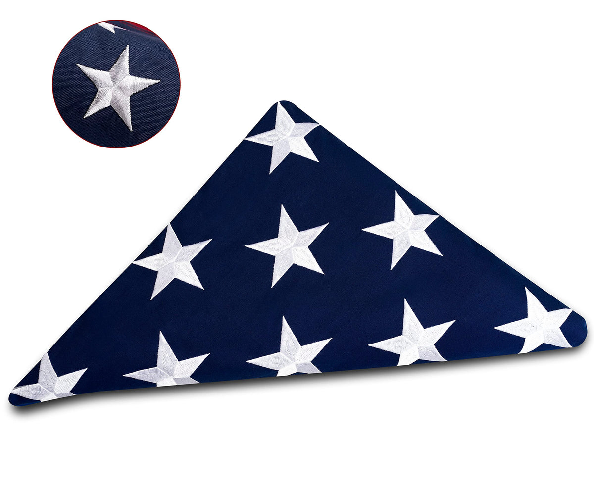 DANF FLAG memorial flag close-up showing embroidered 50-star detail for dignified display