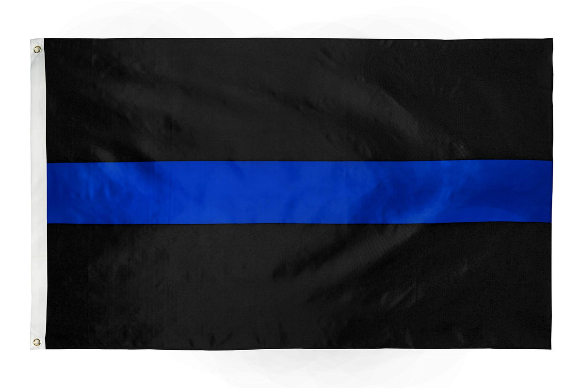 DANF FLAG thin black flag with blue line for indoor display and pride