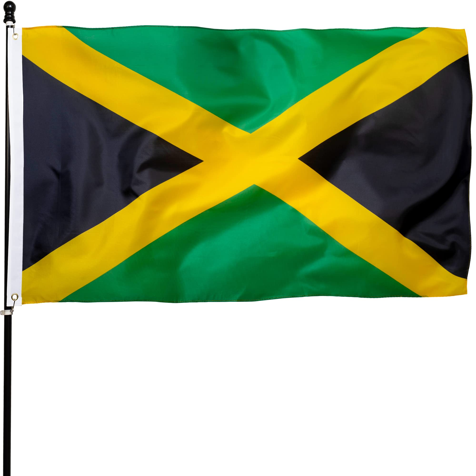 DANF Jamaica flag 3x5ft polyester; fade resistant for long-lasting indoor display.