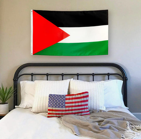 DANF Palestine flag with brass grommets ready for secure hanging on a pole.