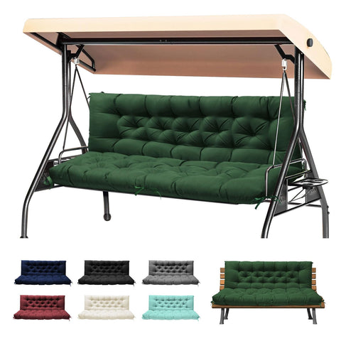 DANGHOOGY porch swing cushion 60x40 with backrest on a green bench for outdoor comfort.