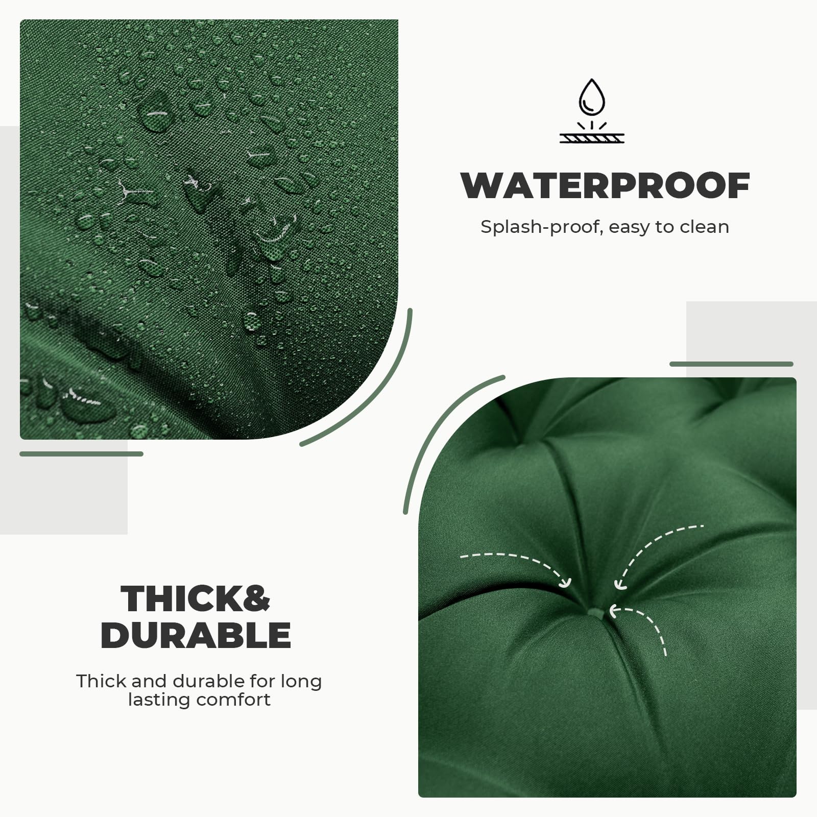 DANGHOOGY cushion with seven ties securely fastened to outdoor furniture.
