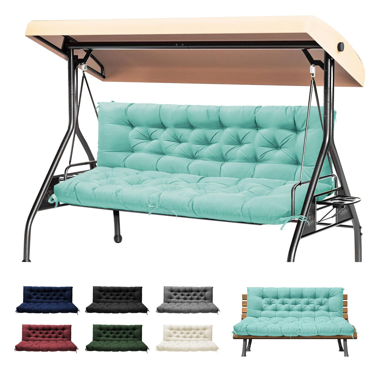 DANGHOOGY teal 60x40 porch swing cushion for comfortable outdoor seating