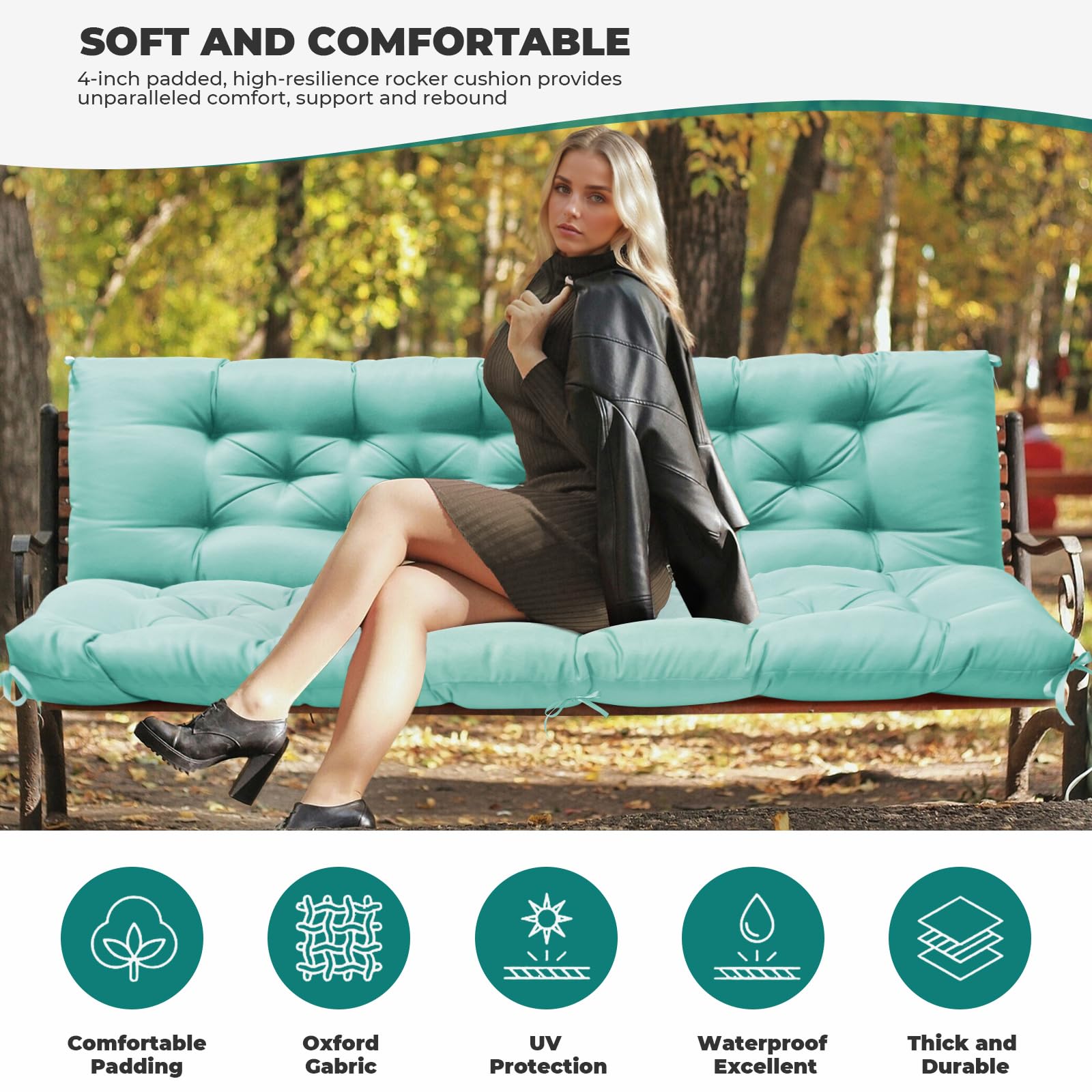 DANGHOOGY teal backrest cushion enhances porch comfort and support