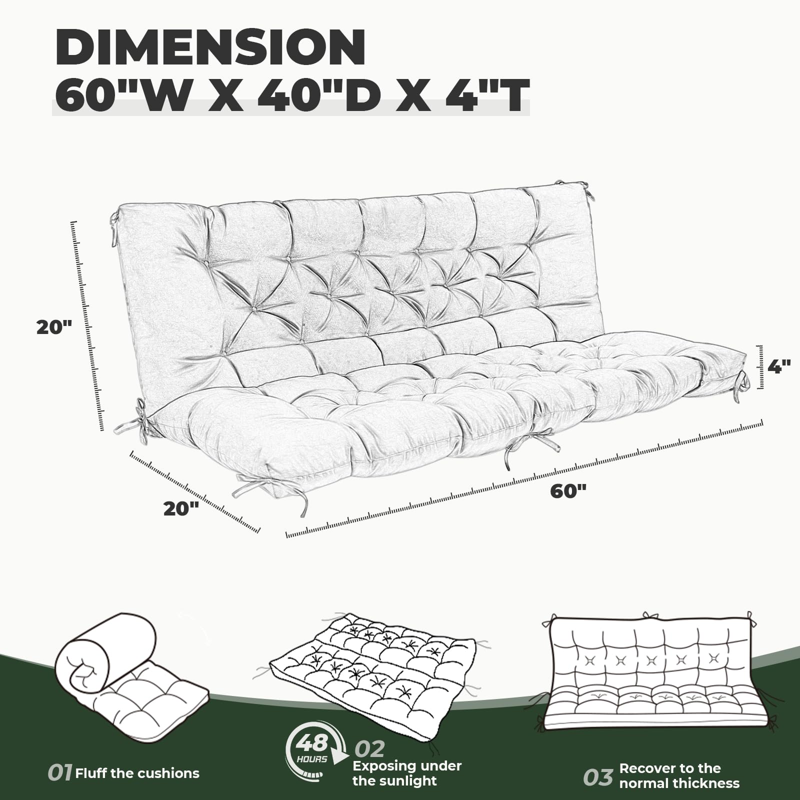 DANGHOOGY weather-resistant cushion endures sun and outdoor conditions.
