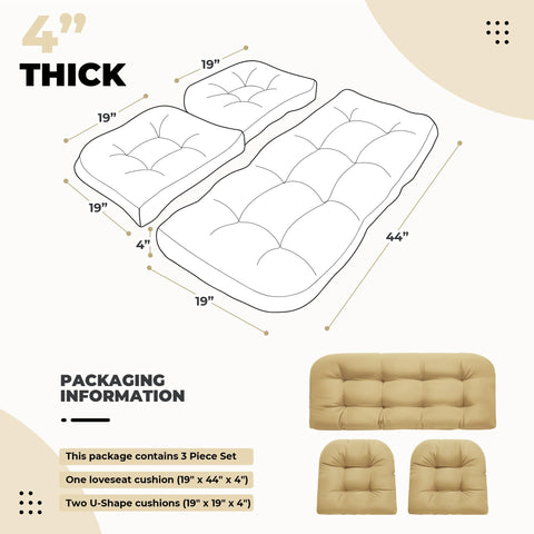 DANGHOOGY U-shaped cushion 19x19x4 supports ergonomic wicker seating.