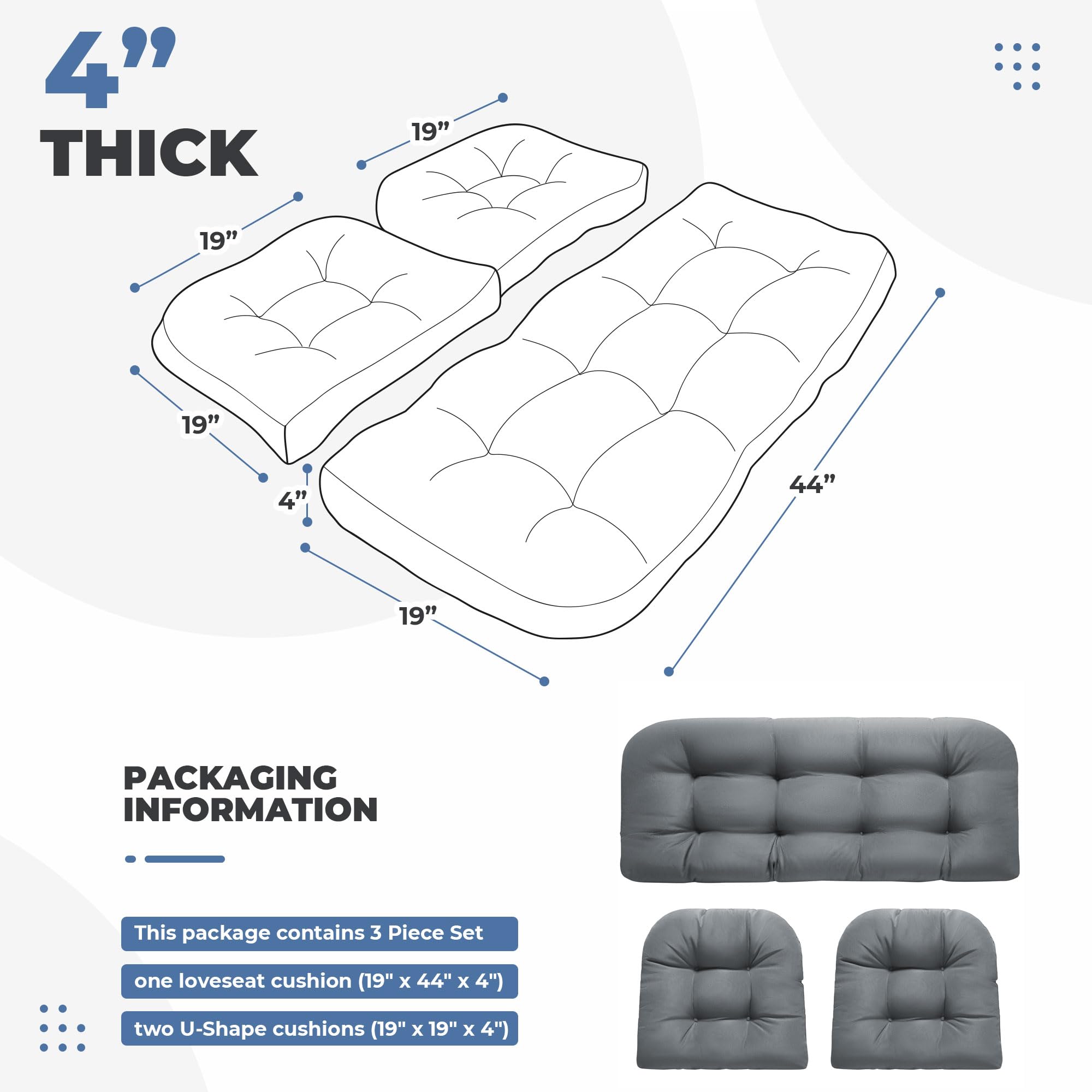 DANGHOOGY U shaped cushion for versatile outdoor seating