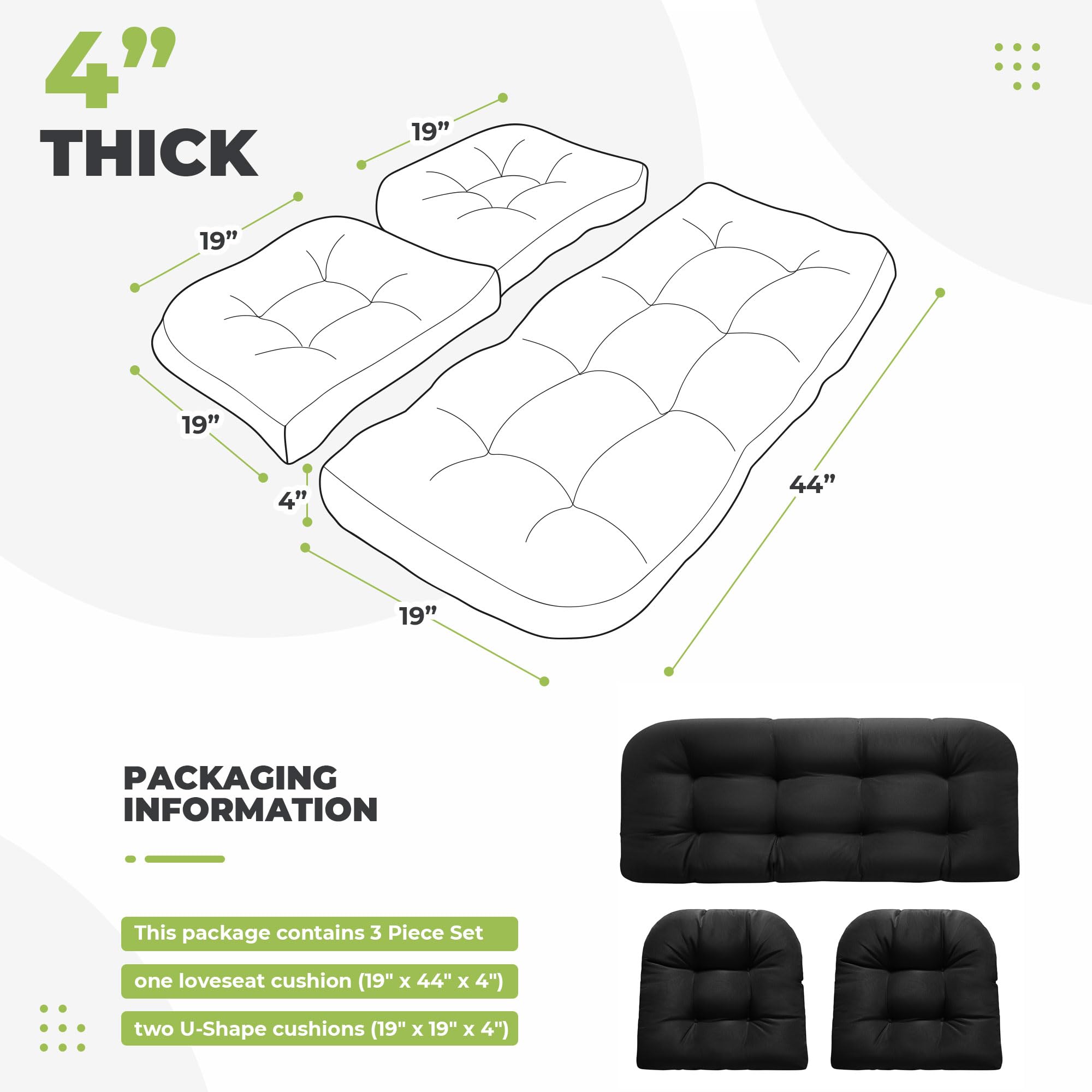 DANGHOOGY U-shape cushion delivers plush support for outdoor seating.