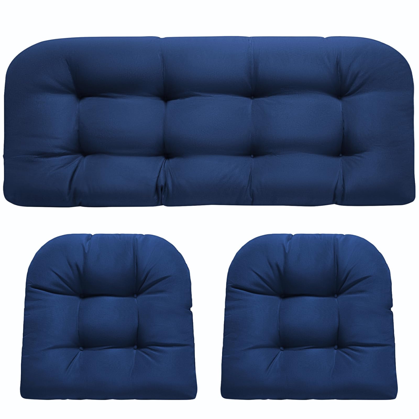 DANGHOOGY wicker loveseat blue cushion for durable outdoor seating.