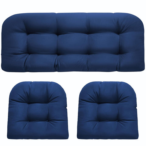 DANGHOOGY wicker loveseat blue cushion for durable outdoor seating.
