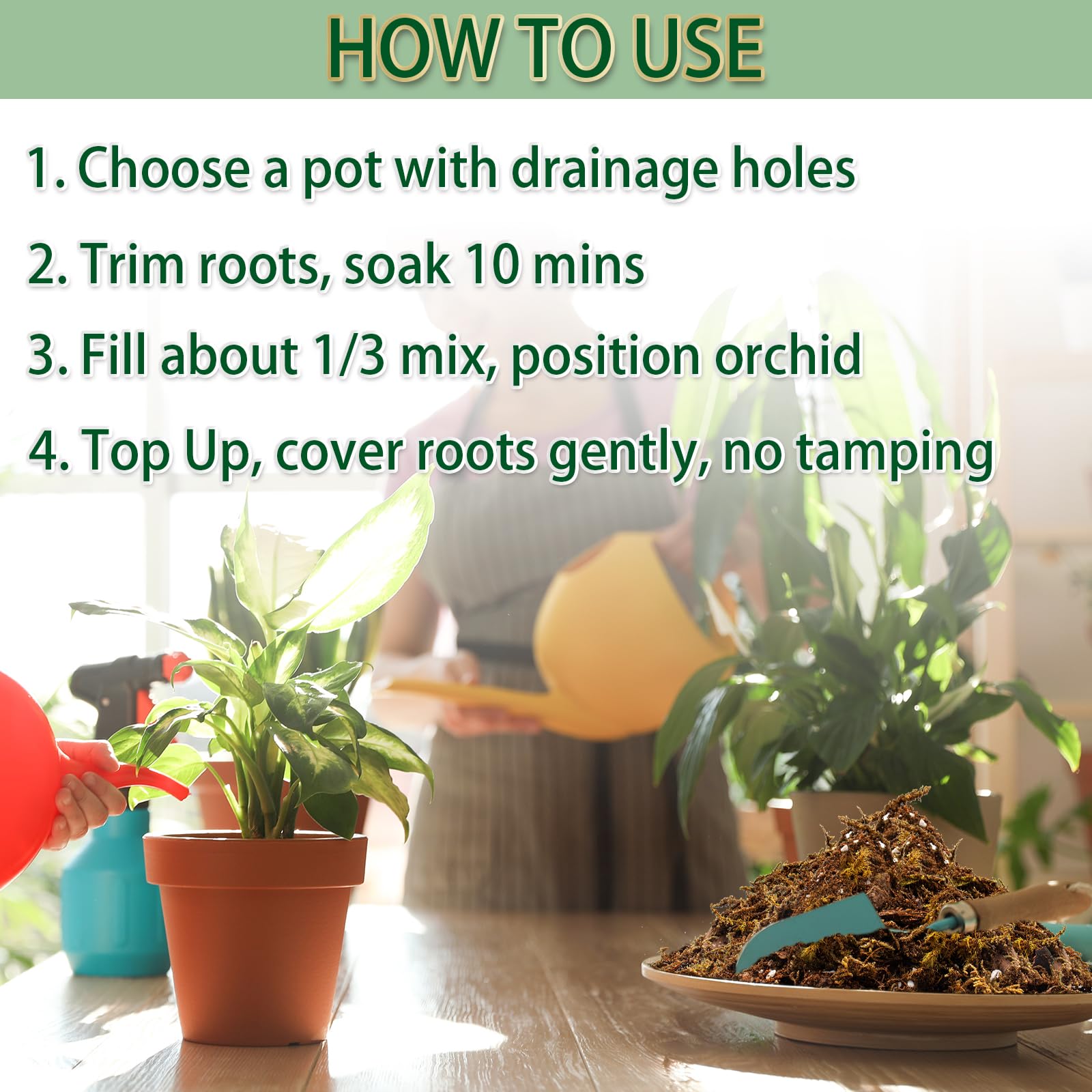 DANGKELILI orchid potting mix promotes balanced aeration and watering for orchids.