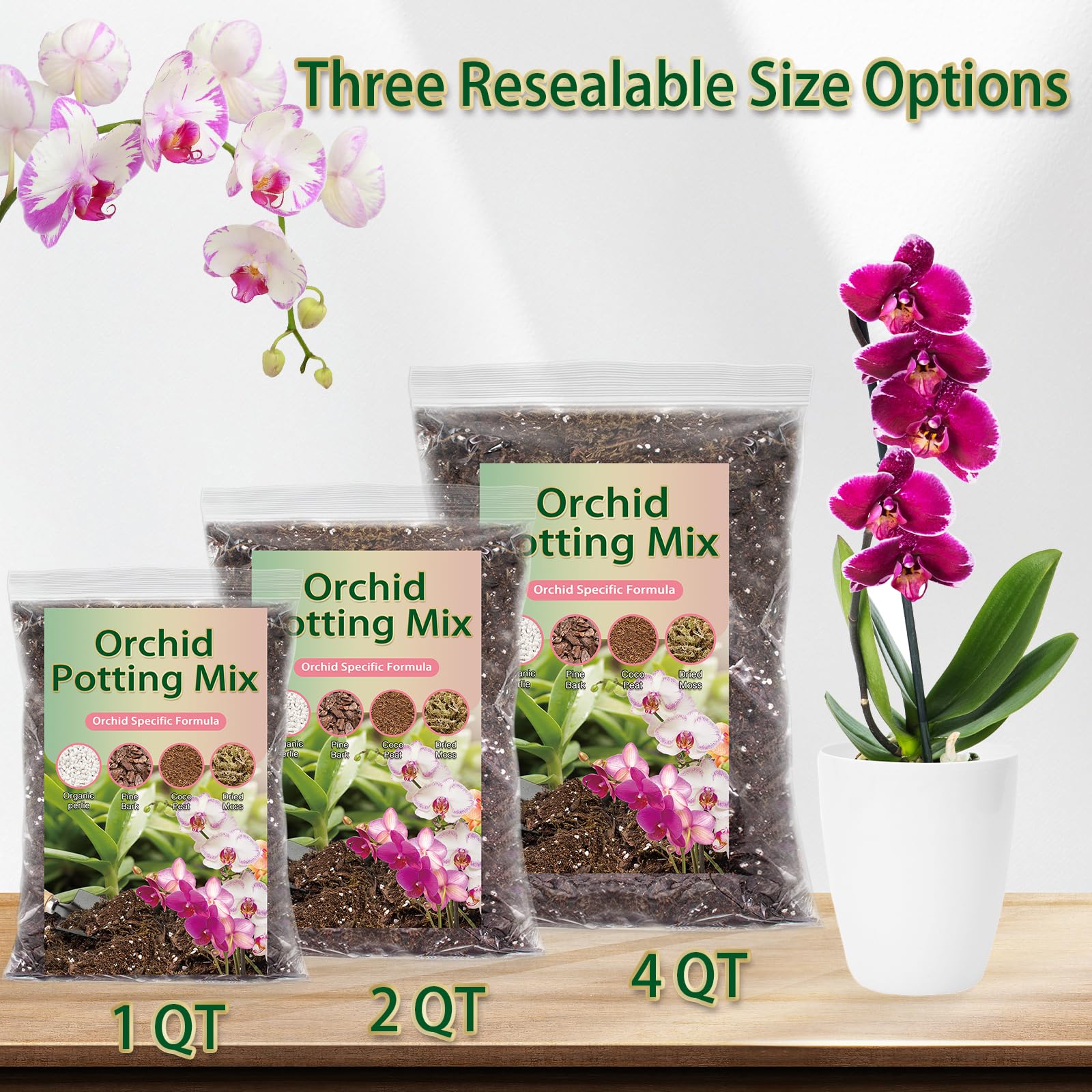 DANGKELILI orchid mix with dried forest moss aids even moisture retention.