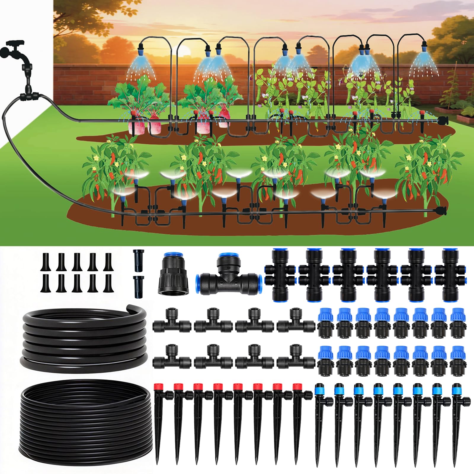 DANGZW drip irrigation kit mainline tubing enables quick setup across your garden