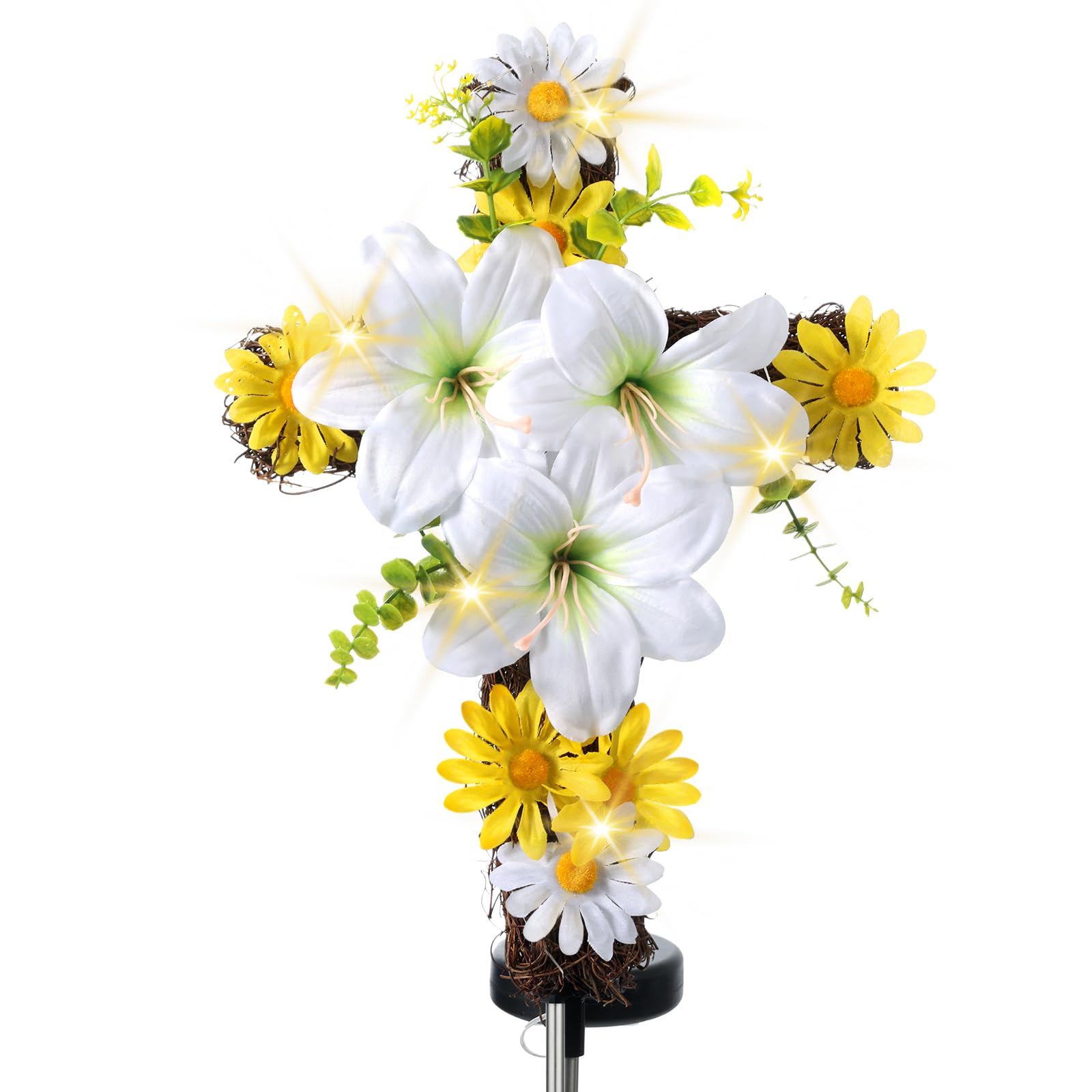 DANHMAO Solar Easter Lily Cross Stake glows softly for outdoor Easter decor