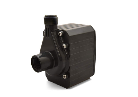 Danner Pondmaster magnetic-drive pump close-up highlighting compact design for versatile pond use.