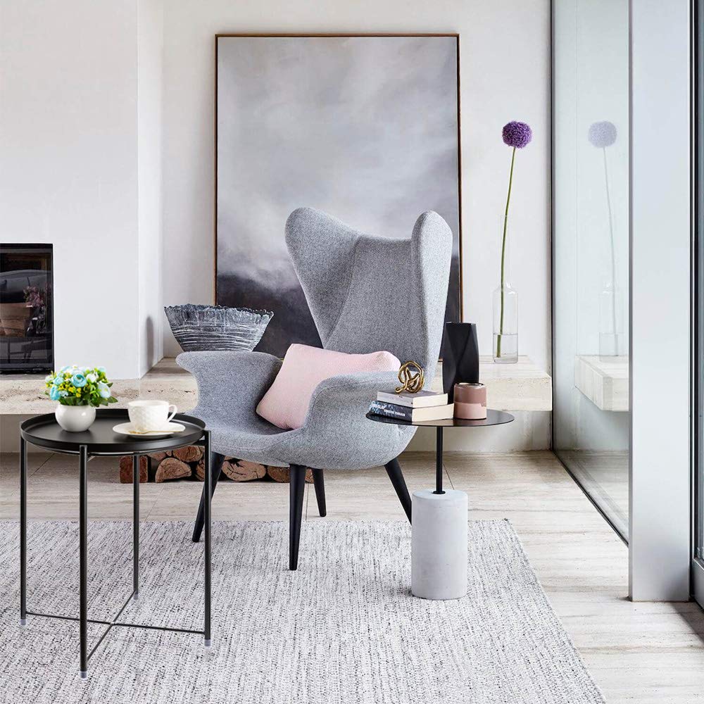 Danpinera metal black side table easy assembly in minutes.