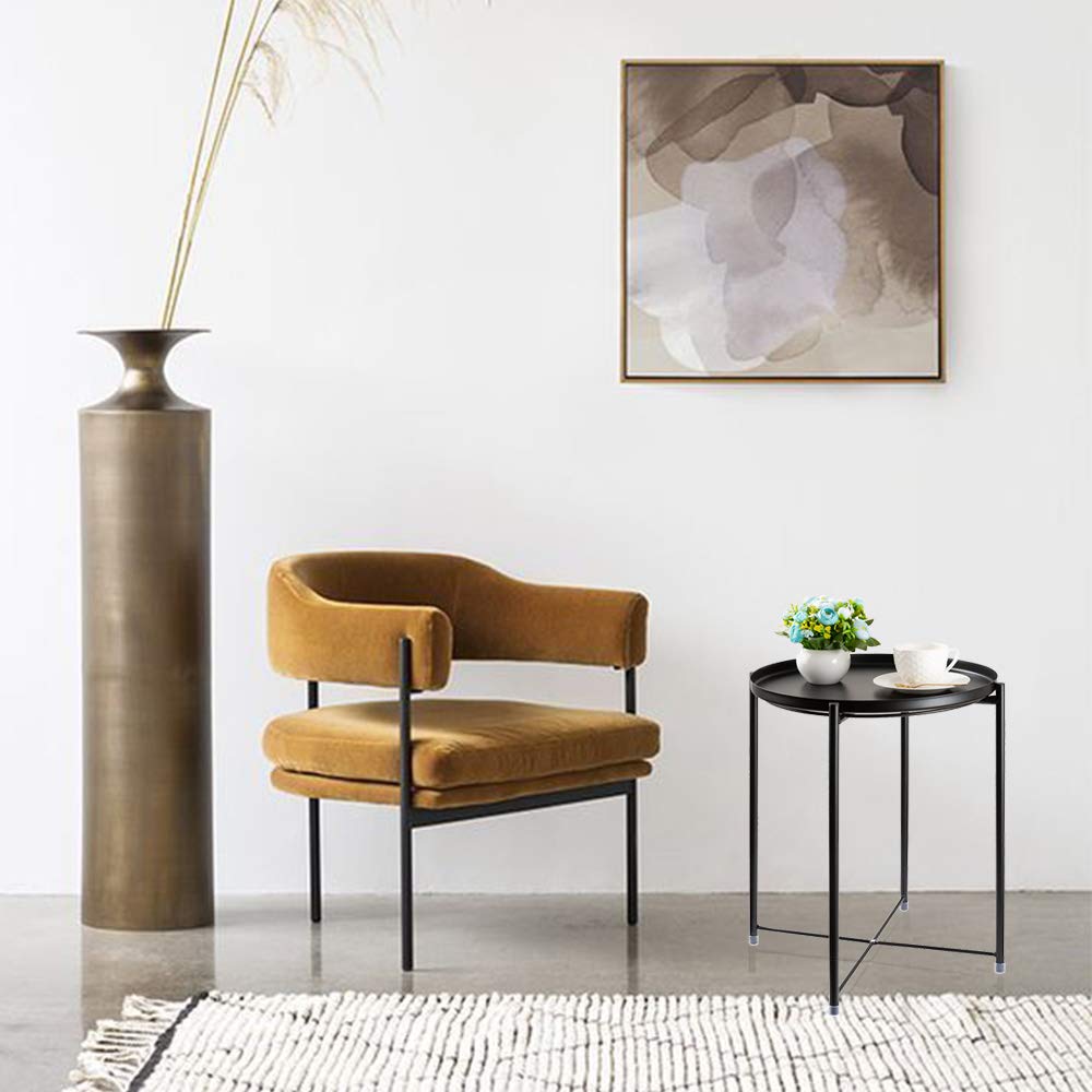 Danpinera metal black side table suitable for gardens, balconies, or living areas.