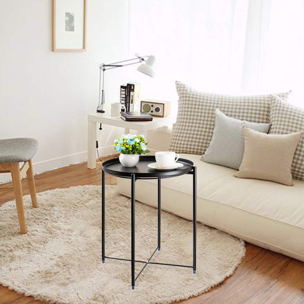 Danpinera metal black side table easy to move between rooms.