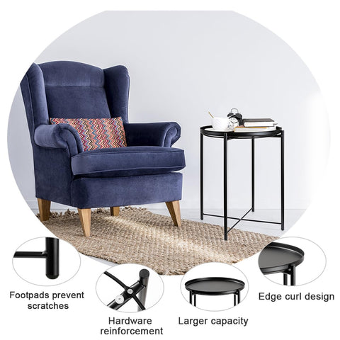Danpinera metal black side table waterproof coating, suitable for indoor and outdoor use.