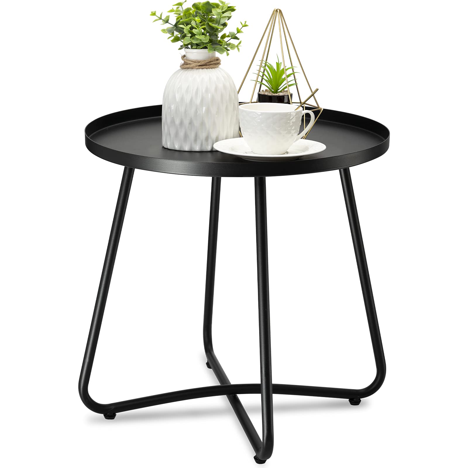 Danpinera outdoor side table weather-resistant steel for patios, providing stable support against wind.