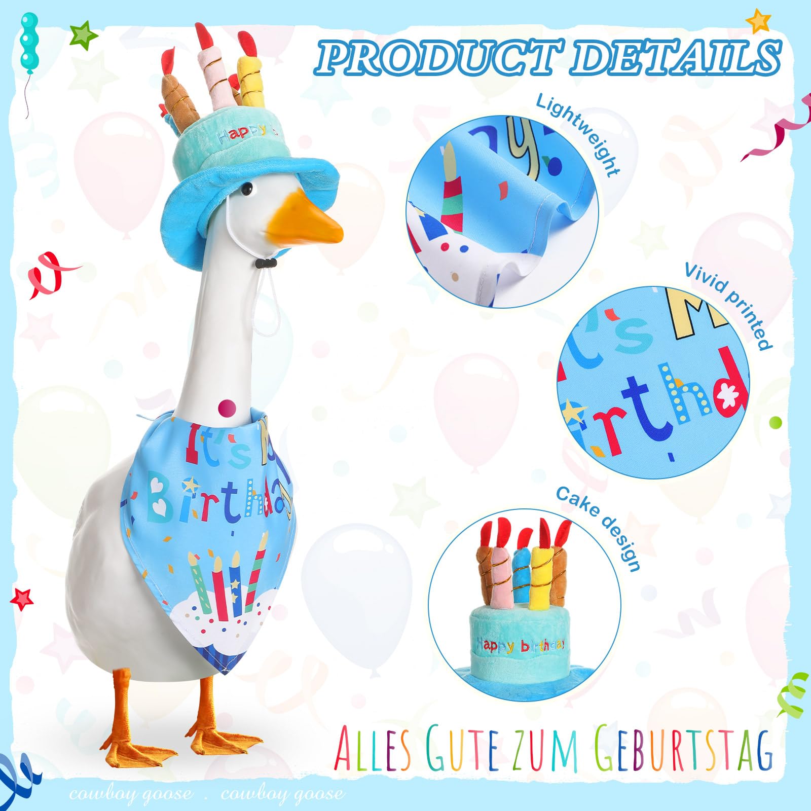 Dansydaisy Cement goose blue costume made for durable garden decor