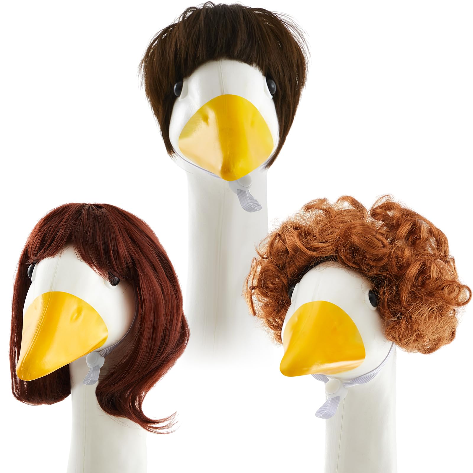 Dansydaisy Easter porch goose wig with braids adds playful charm to outdoor statues