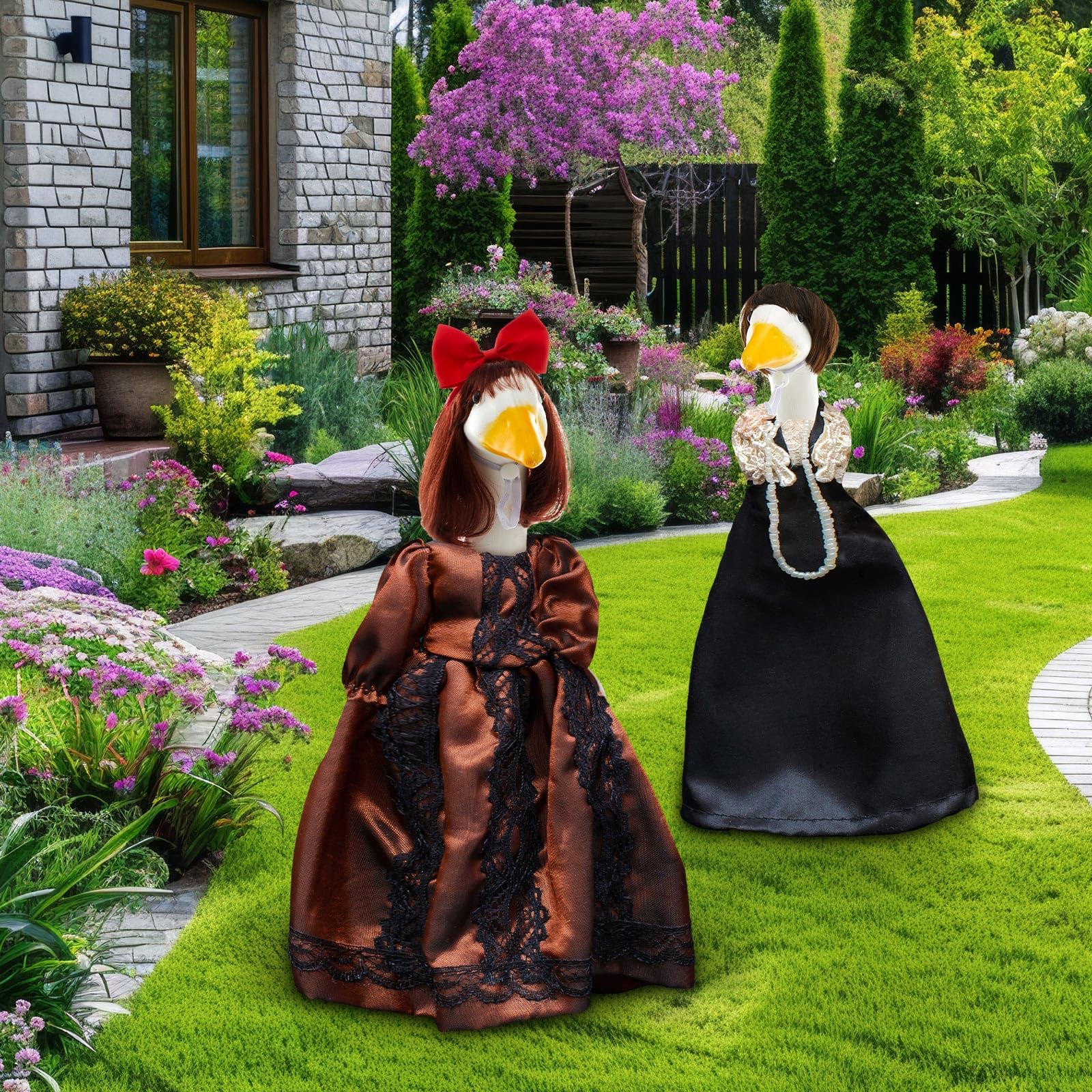 Dansydaisy crochet-fit goose wig fits 4.7 to 7.9 inch statues snugly
