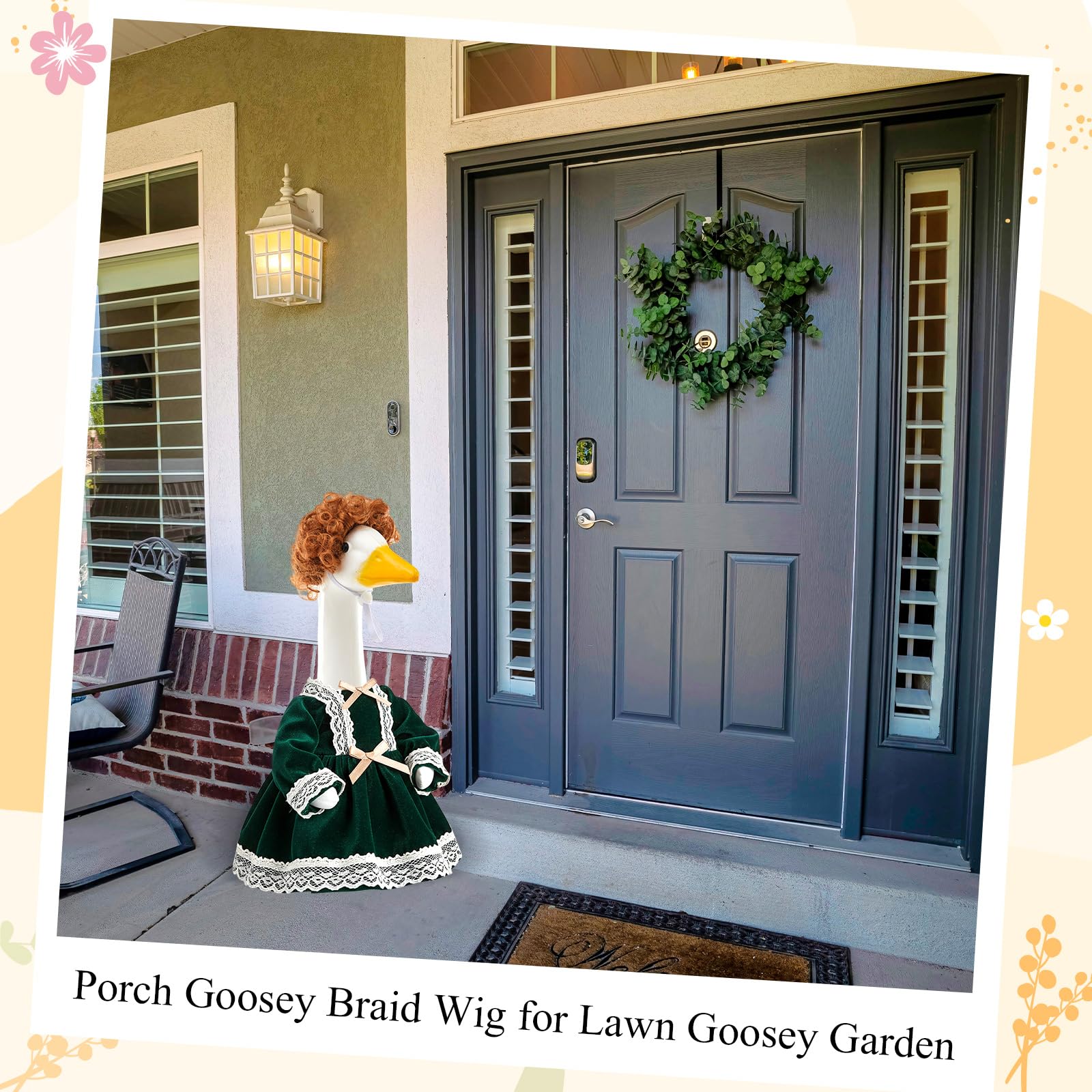 Dansydaisy long wavy goose wig brings elegant movement to porch statues