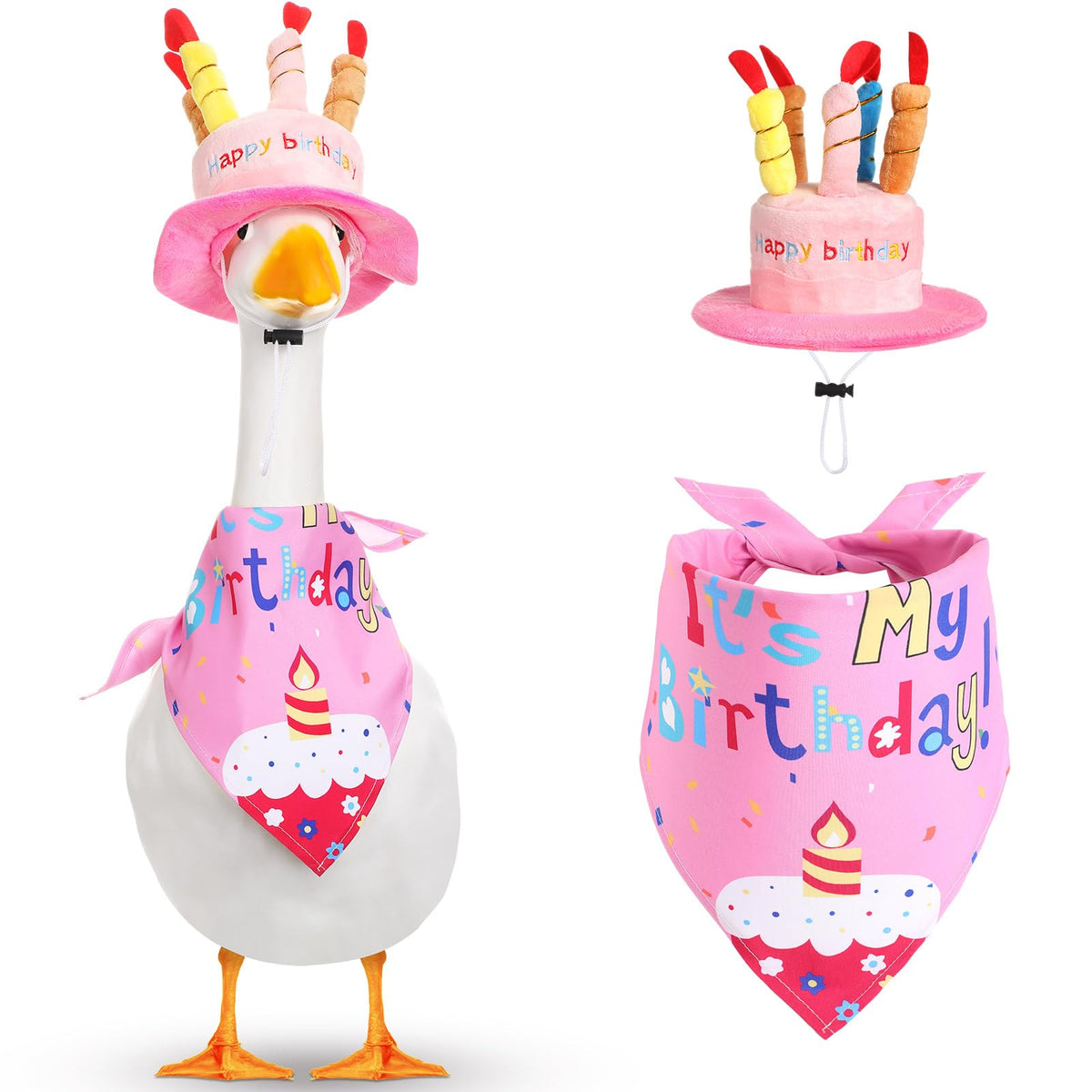 Dansydaisy happy birthday goose hat pink adds festive flair for lawn geese.