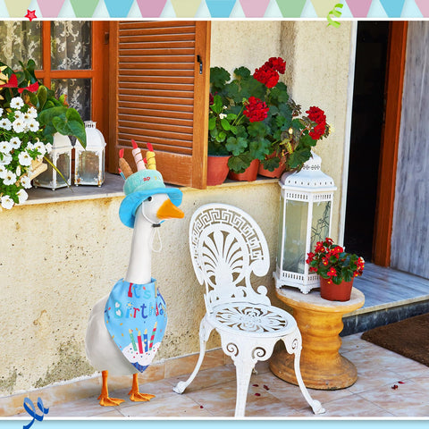 Dansydaisy Porch goose decor blue enhances patio display and charm