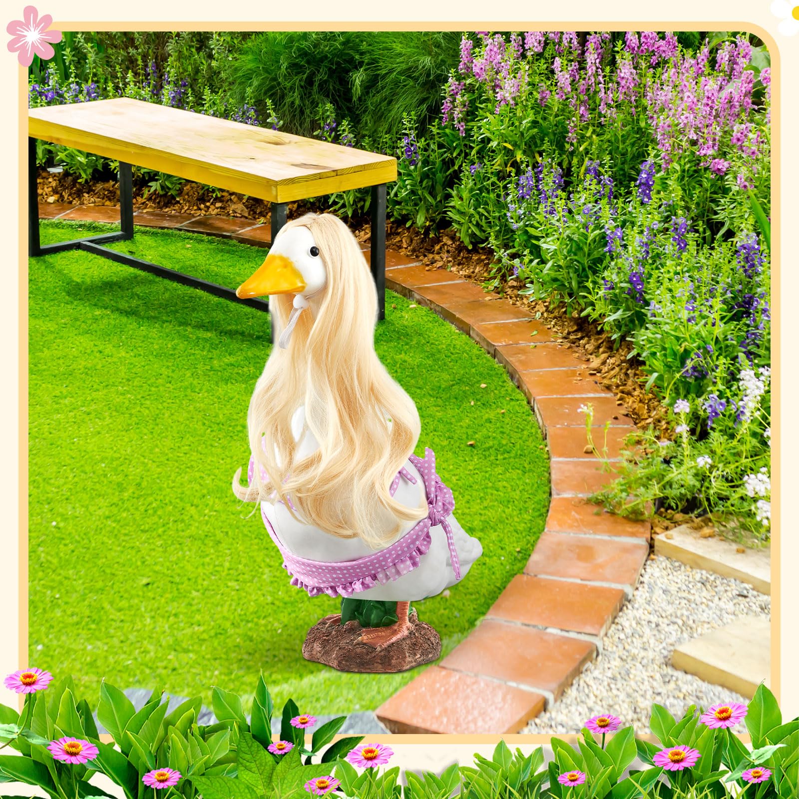 Dansydaisy porch goose wig sized to fit small to large statues securely.