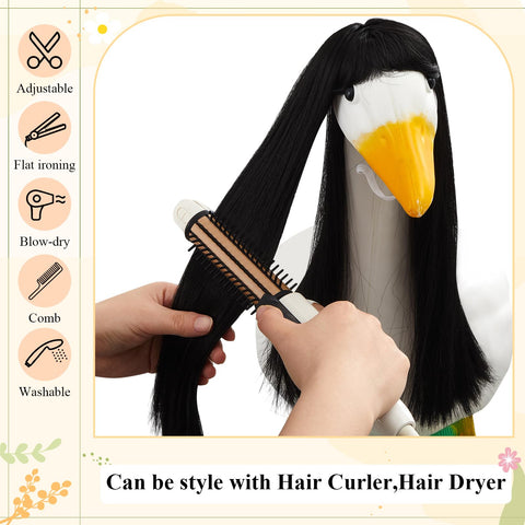Dansydaisy brown wavy wig enhances lawn goose with cozy texture.