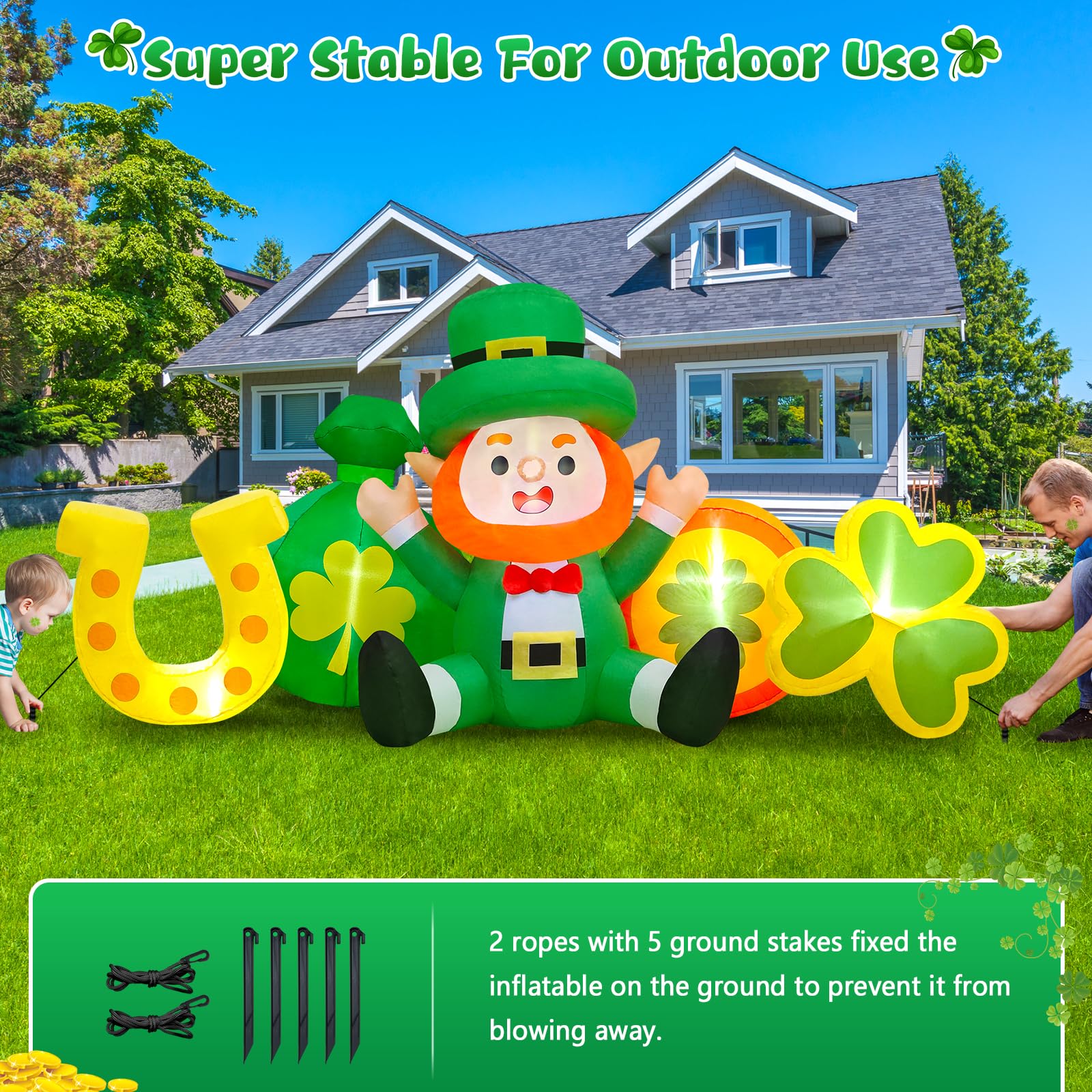 Danxilu 8ft inflatable stands sturdy outdoors, even in light breeze