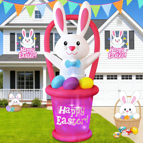 Danxilu Easter bunny 7ft with basket for festive curb appeal at night