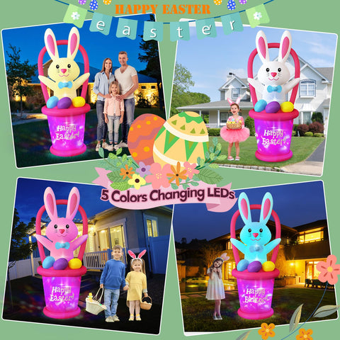 Danxilu Easter bunny LED lights illuminate the yard after dusk