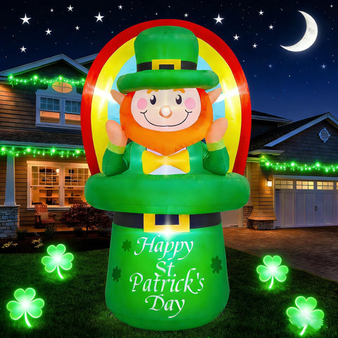 Danxilu leprechaun sitting on hat enhances curb appeal for St Patrick's Day.