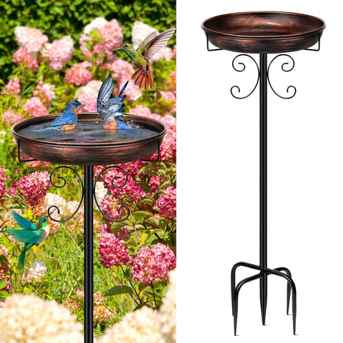 Daoeny 35in metal birdbath base stands sturdy for long outdoor use.
