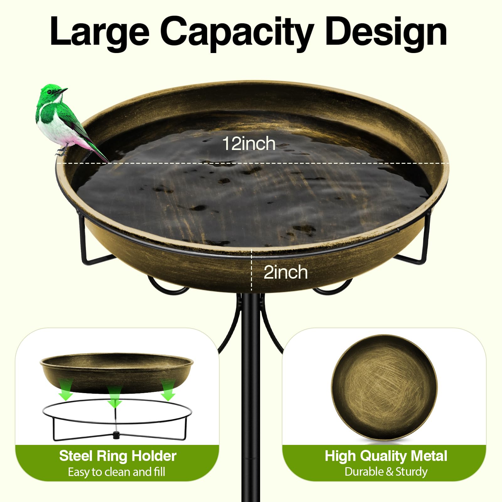 Daoeny antique golden bird bath bowl adds classic charm to gardens.
