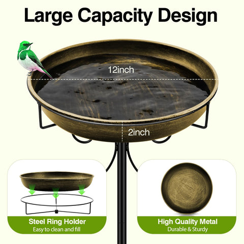 Daoeny antique golden bird bath bowl adds classic charm to gardens.