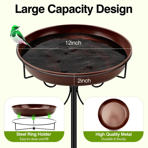 Daoeny bird bath bowl, 10.5 inch diameter, increases water capacity for visiting birds.